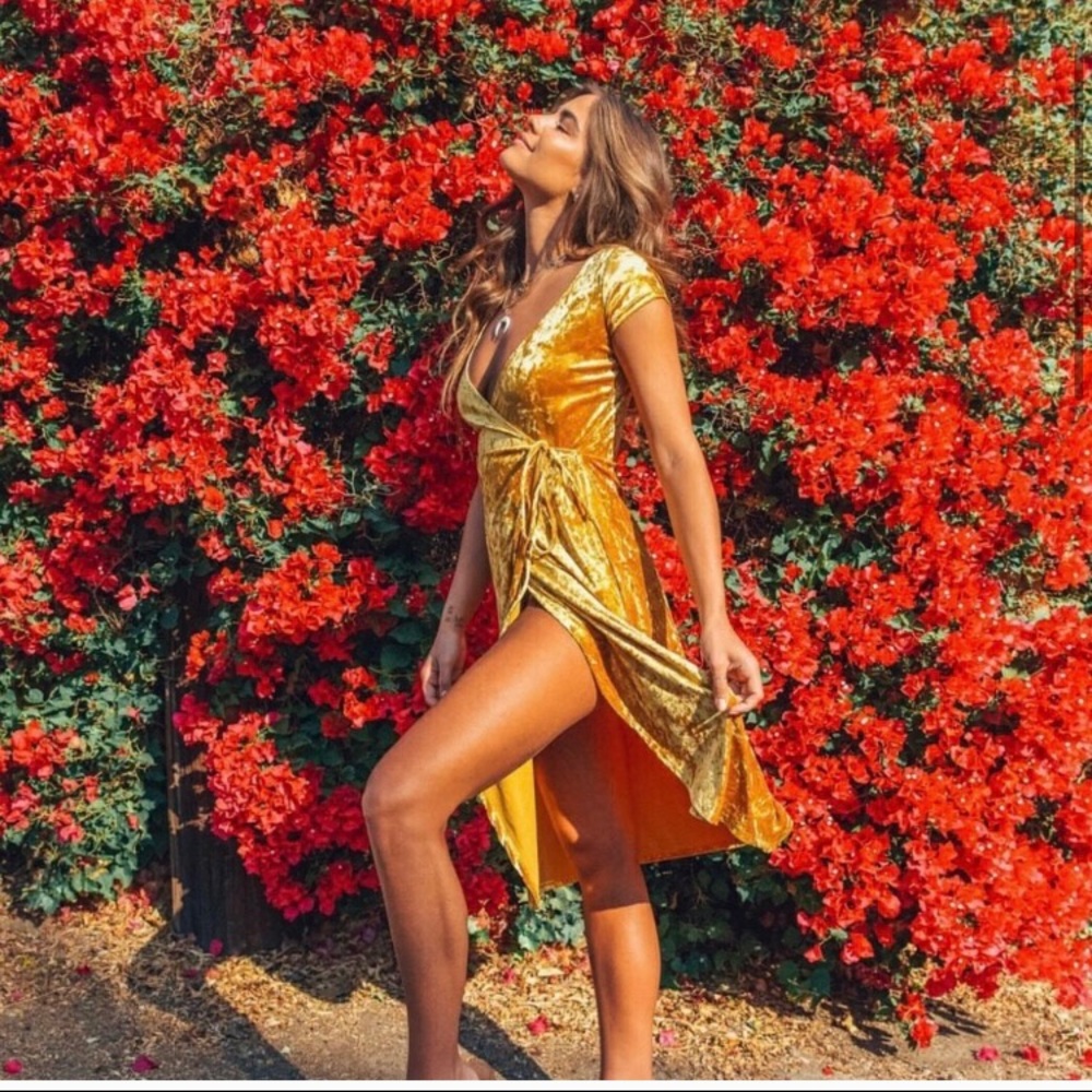 Life Clothing Yellow Wrap Dress